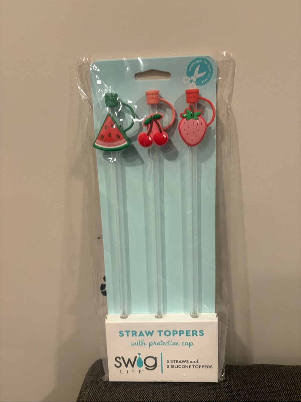 Swig Life Fruit Salad Straw Toppers with Protective Caps (Set of 3)